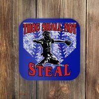 Baseball Catcher Thou Shall Not Steal Home Plate Gift Coaster thumb 0