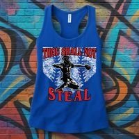 Baseball Catcher Thou Shall Not Steal Home Plate Gift Women's Tank Top thumb 3