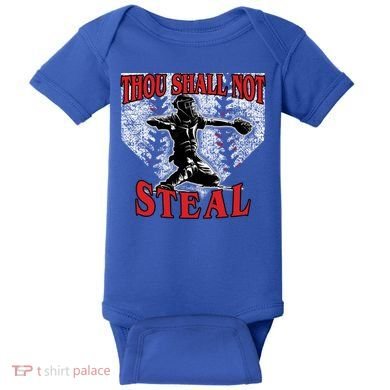 Baseball Catcher Thou Shall Not Steal Home Plate Gift Baby Bodysuit