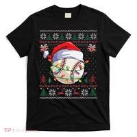 Baseball Christmas Ugly Sweater Funny Santa Sport Men Kids T-Shirt thumb 0