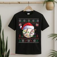 Baseball Christmas Ugly Sweater Funny Santa Sport Men Kids T-Shirt thumb 2