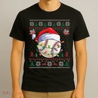 Baseball Christmas Ugly Sweater Funny Santa Sport Men Kids T-Shirt thumb 3