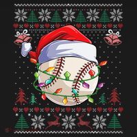 Baseball Christmas Ugly Sweater Funny Santa Sport Men Kids T-Shirt thumb 7