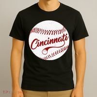 Baseball Cincinnati Vintage Ball Red Seam National Pastime T-Shirt thumb 3