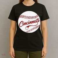 Baseball Cincinnati Vintage Ball Red Seam National Pastime T-Shirt thumb 4
