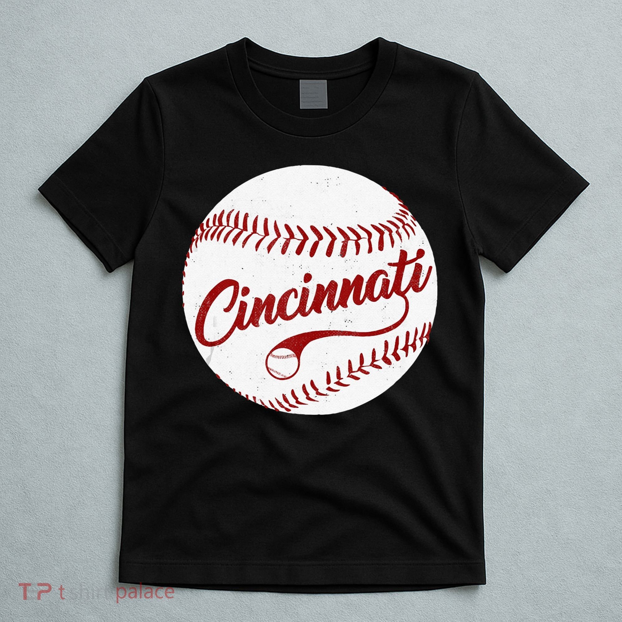 Baseball Cincinnati Vintage Ball Red Seam National Pastime T-Shirt