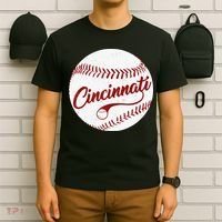 Baseball Cincinnati Vintage Ball Red Seam National Pastime T-Shirt thumb 6