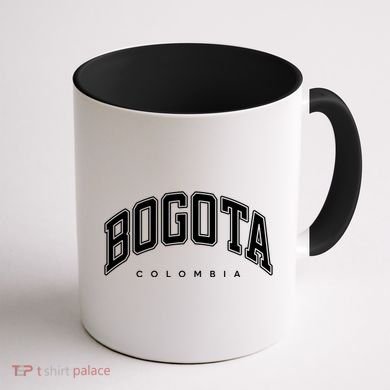 Bogota Colombia Varsity Style White Text Gift Coffee Mug back