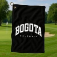 Bogota Colombia Varsity Style White Text Gift Golf Towel thumb 1
