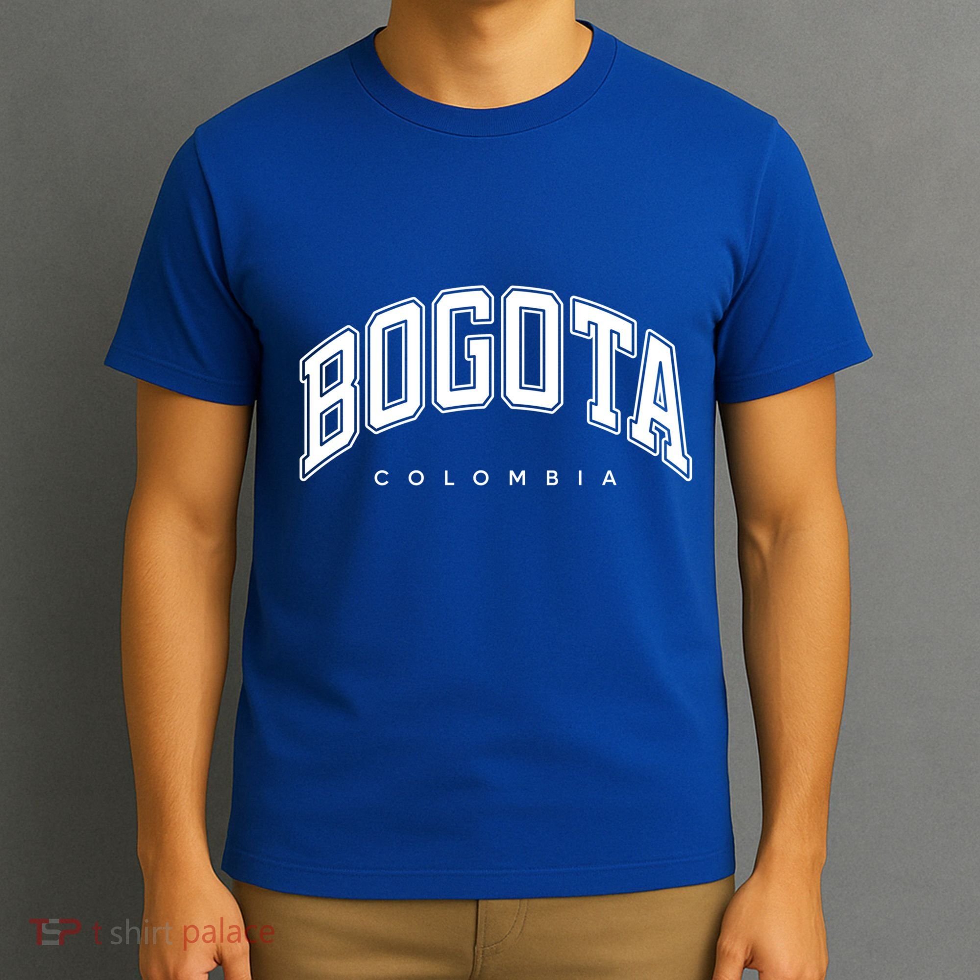 Bogota Colombia Varsity Style White Text Gift T-Shirt