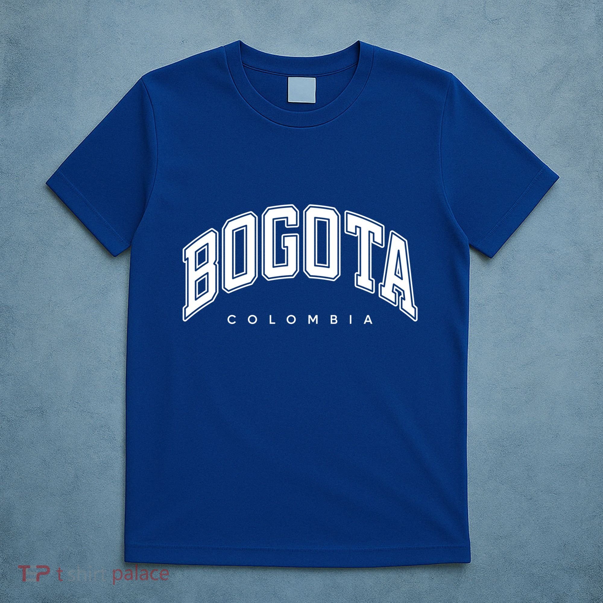 Bogota Colombia Varsity Style White Text Gift T-Shirt