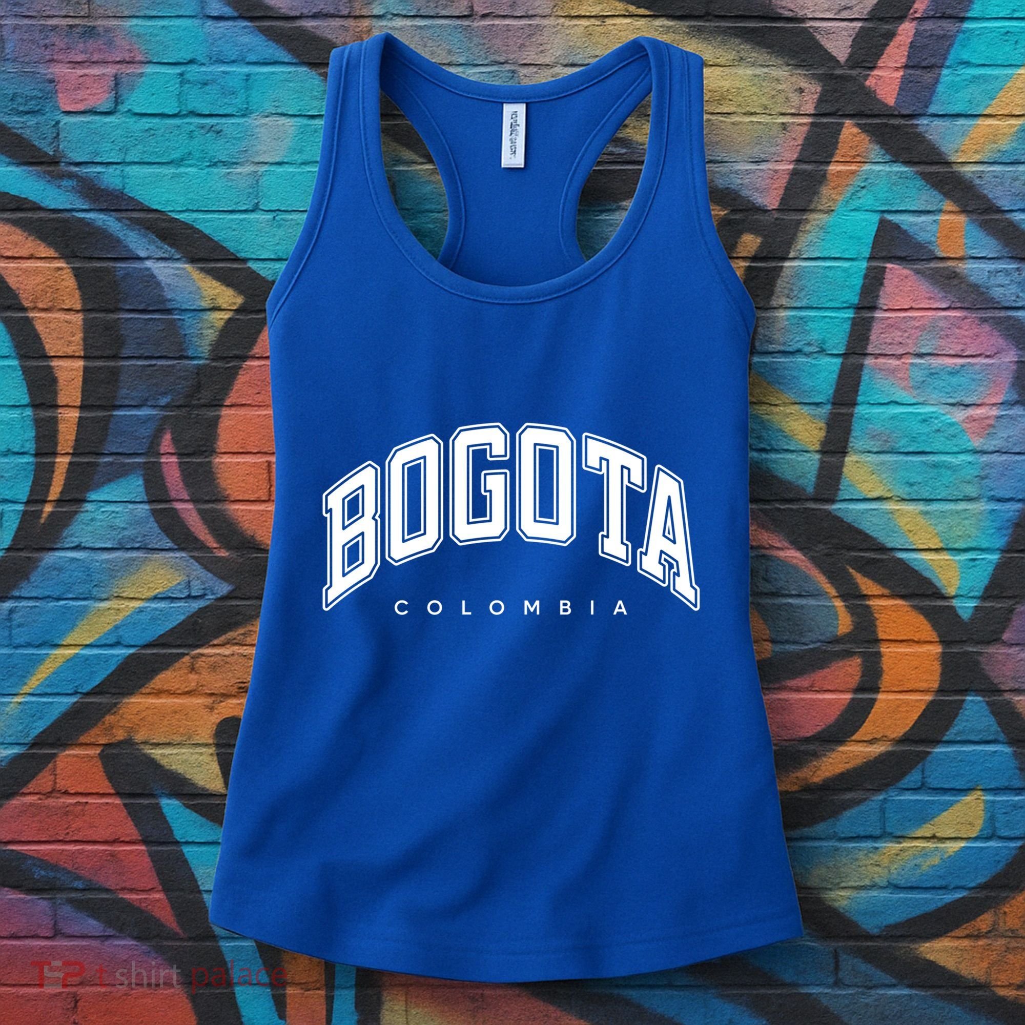 Bogota Colombia Varsity Style White Text Gift Women's Tank Top