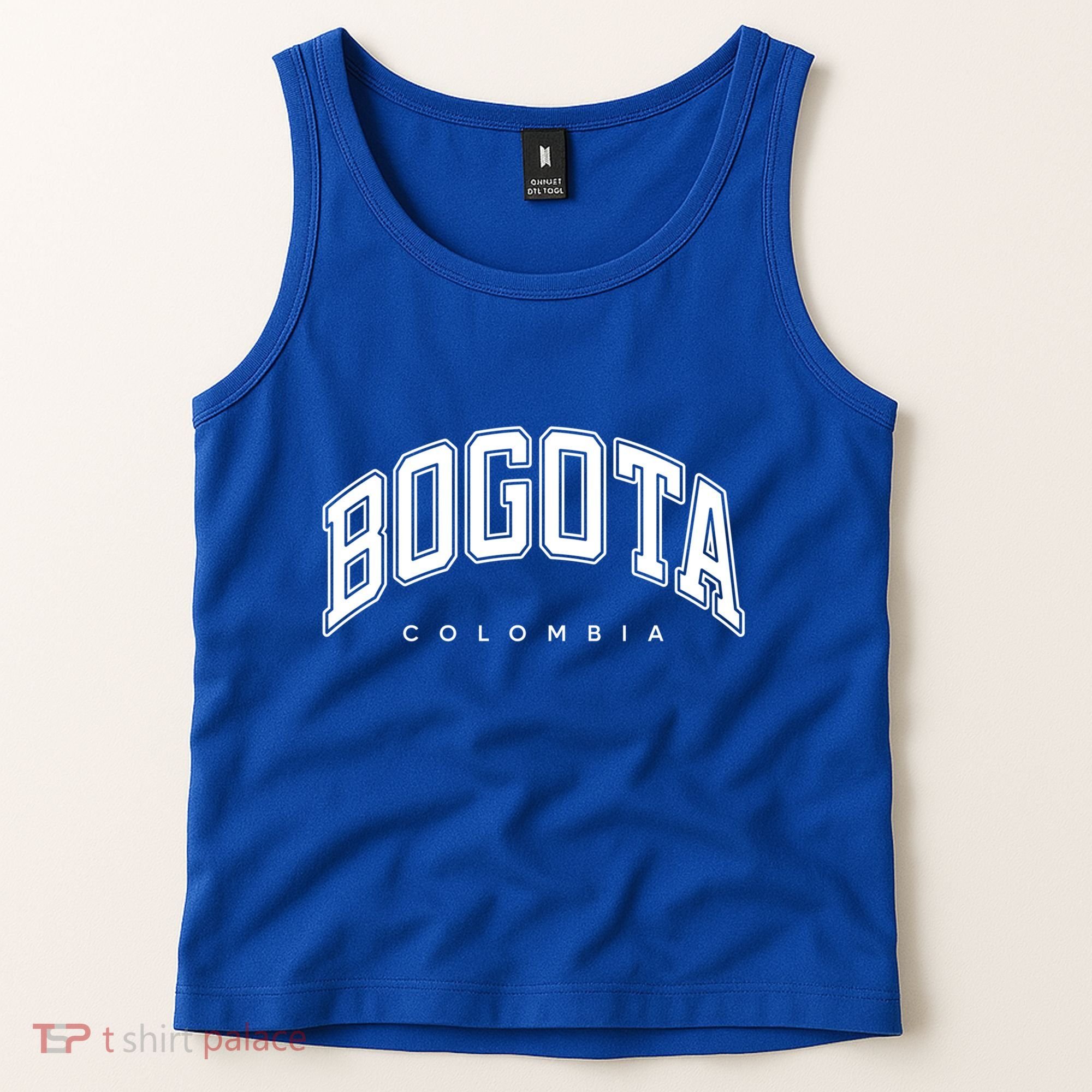 Bogota Colombia Varsity Style White Text Gift Tank Top