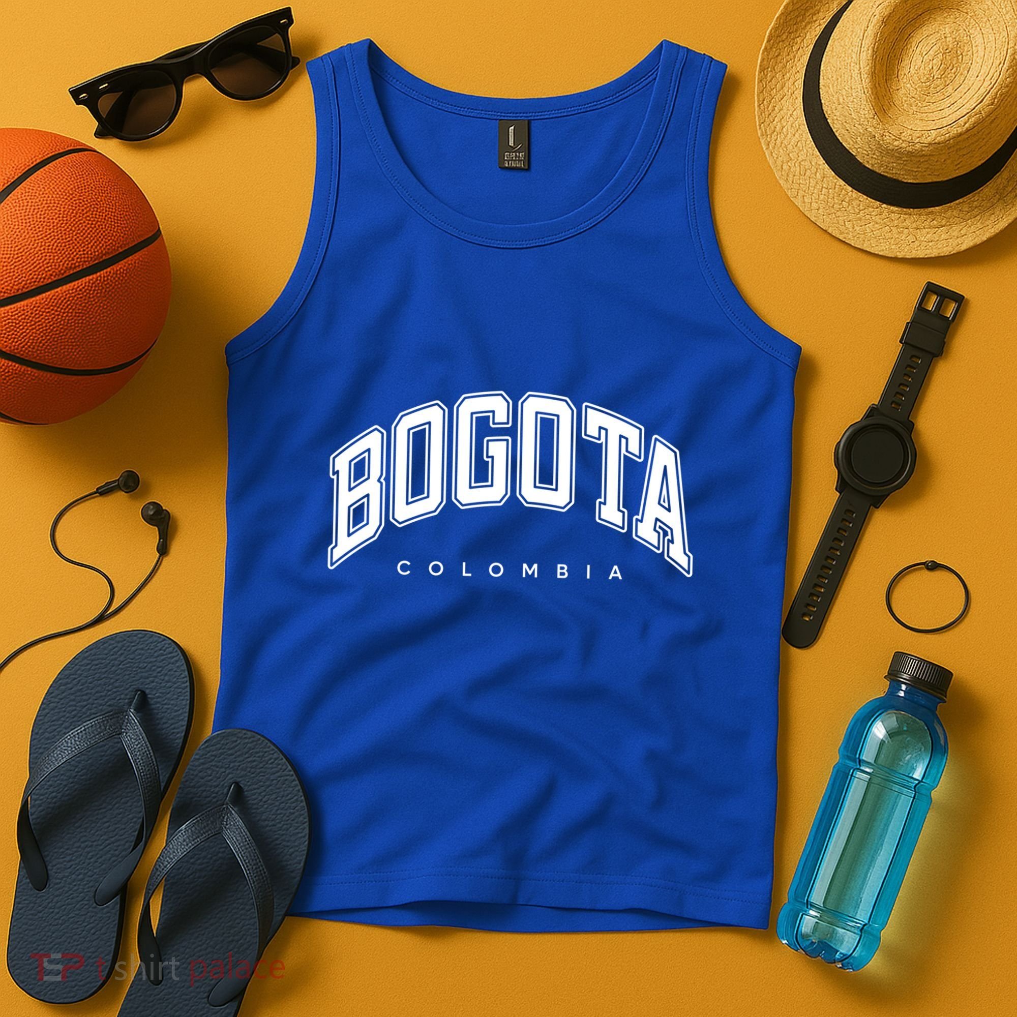 Bogota Colombia Varsity Style White Text Gift Tank Top