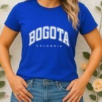 Bogota Colombia Varsity Style White Text Gift Women's T-Shirt thumb 2