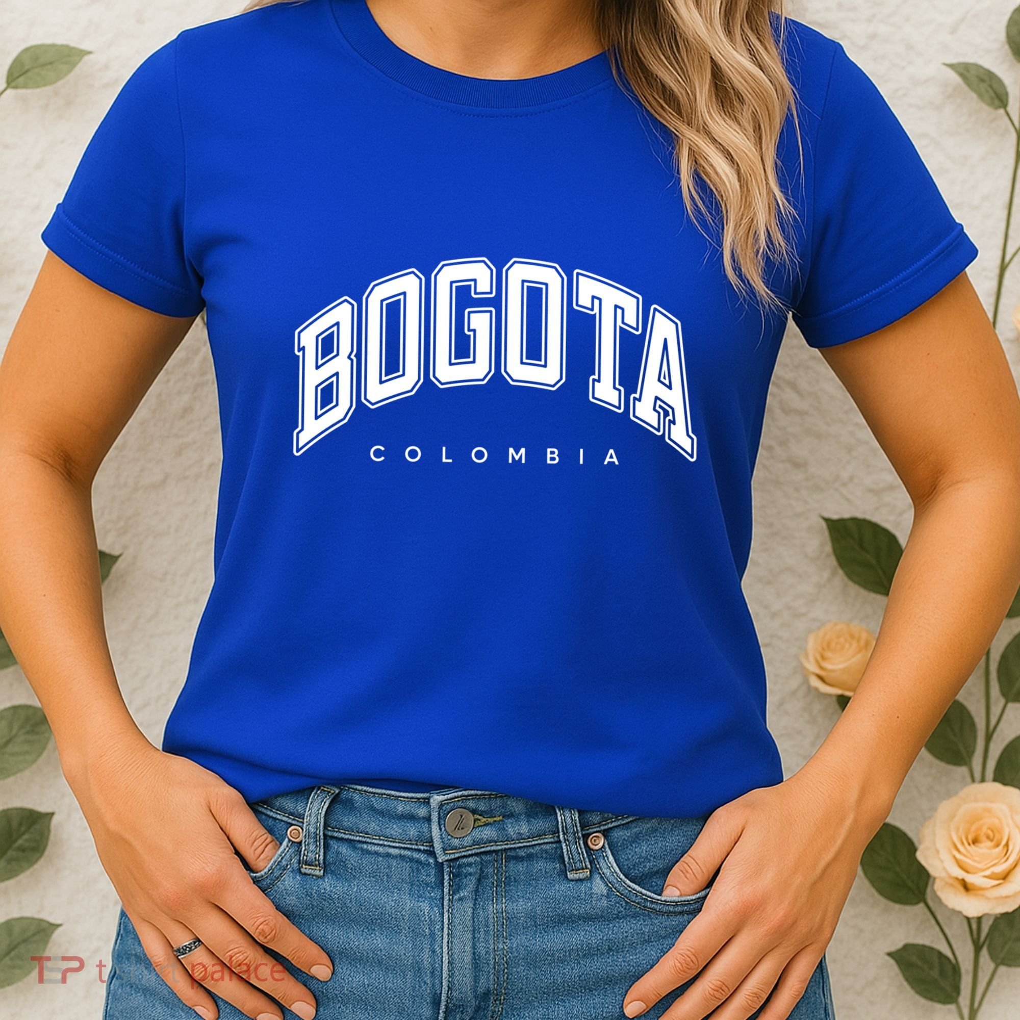 Bogota Colombia Varsity Style White Text Gift Women's T-Shirt