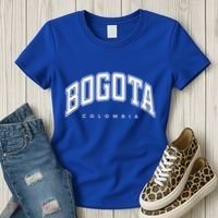 Bogota Colombia Varsity Style White Text Gift Women's T-Shirt thumb 3