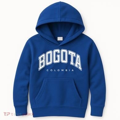 Bogota Colombia Varsity Style White Text Gift Kids Hoodie