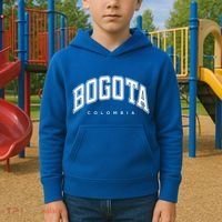 Bogota Colombia Varsity Style White Text Gift Kids Hoodie thumb 2