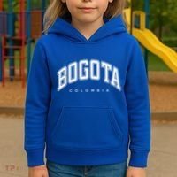 Bogota Colombia Varsity Style White Text Gift Kids Hoodie thumb 3