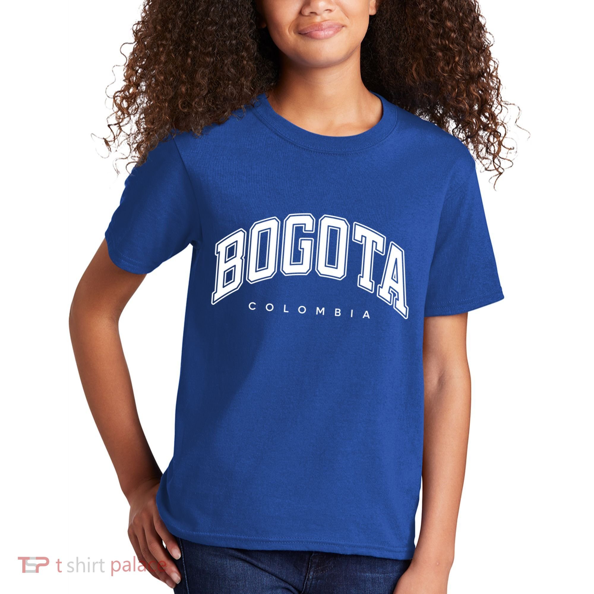 Bogota Colombia Varsity Style White Text Gift Kids T-Shirt