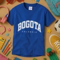 Bogota Colombia Varsity Style White Text Gift Kids T-Shirt thumb 3
