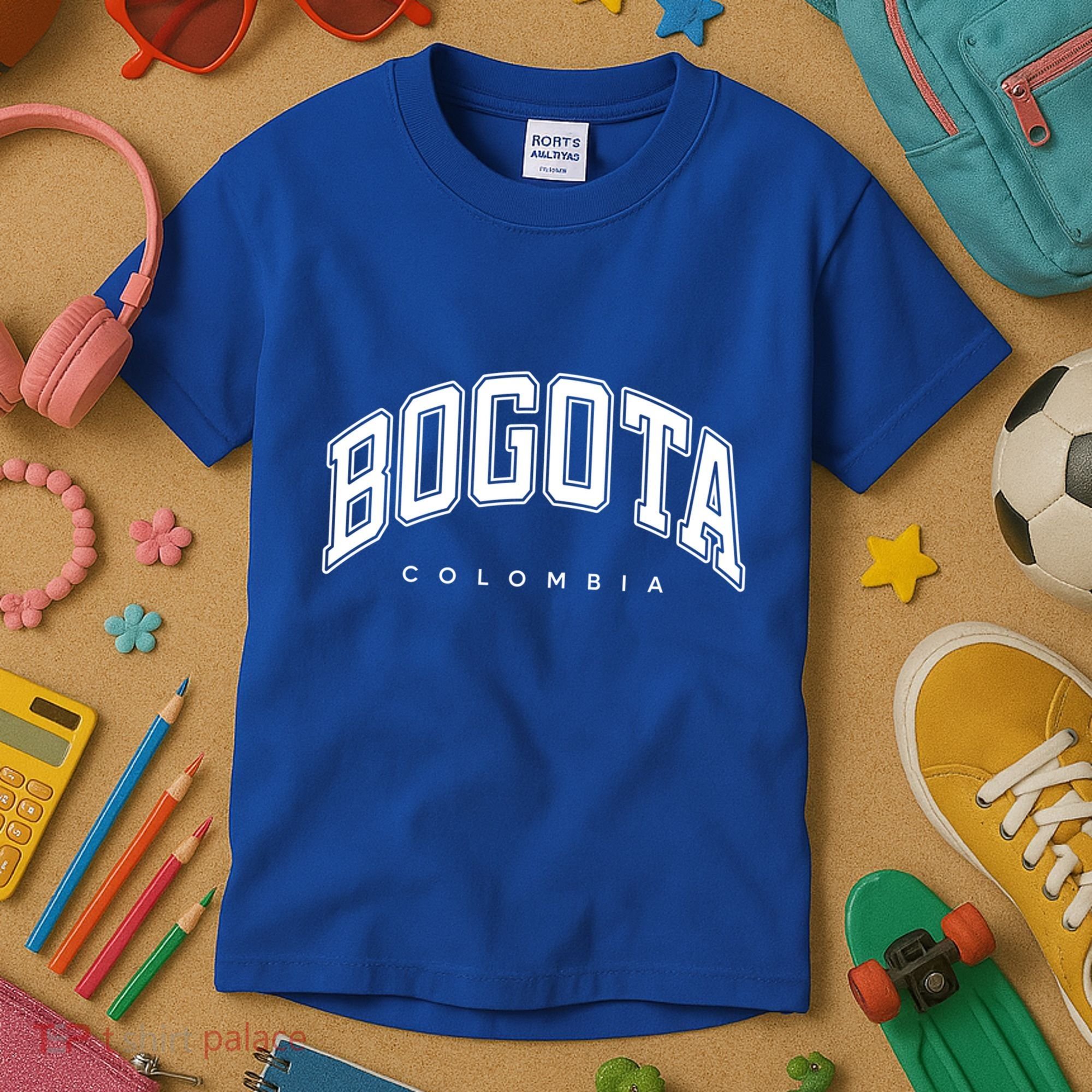 Bogota Colombia Varsity Style White Text Gift Kids T-Shirt