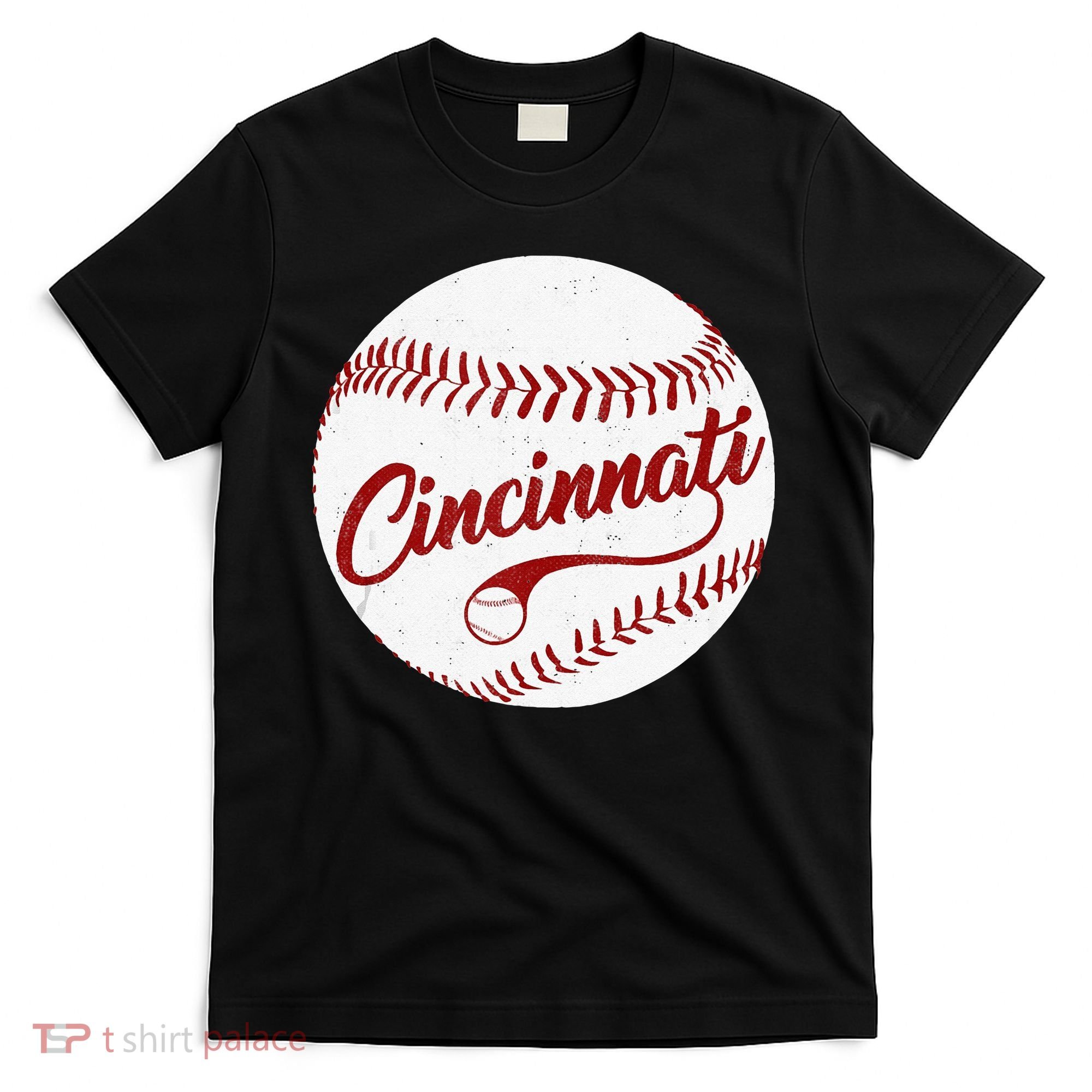 Baseball Cincinnati Vintage Ball Red Seam National Pastime T-Shirt