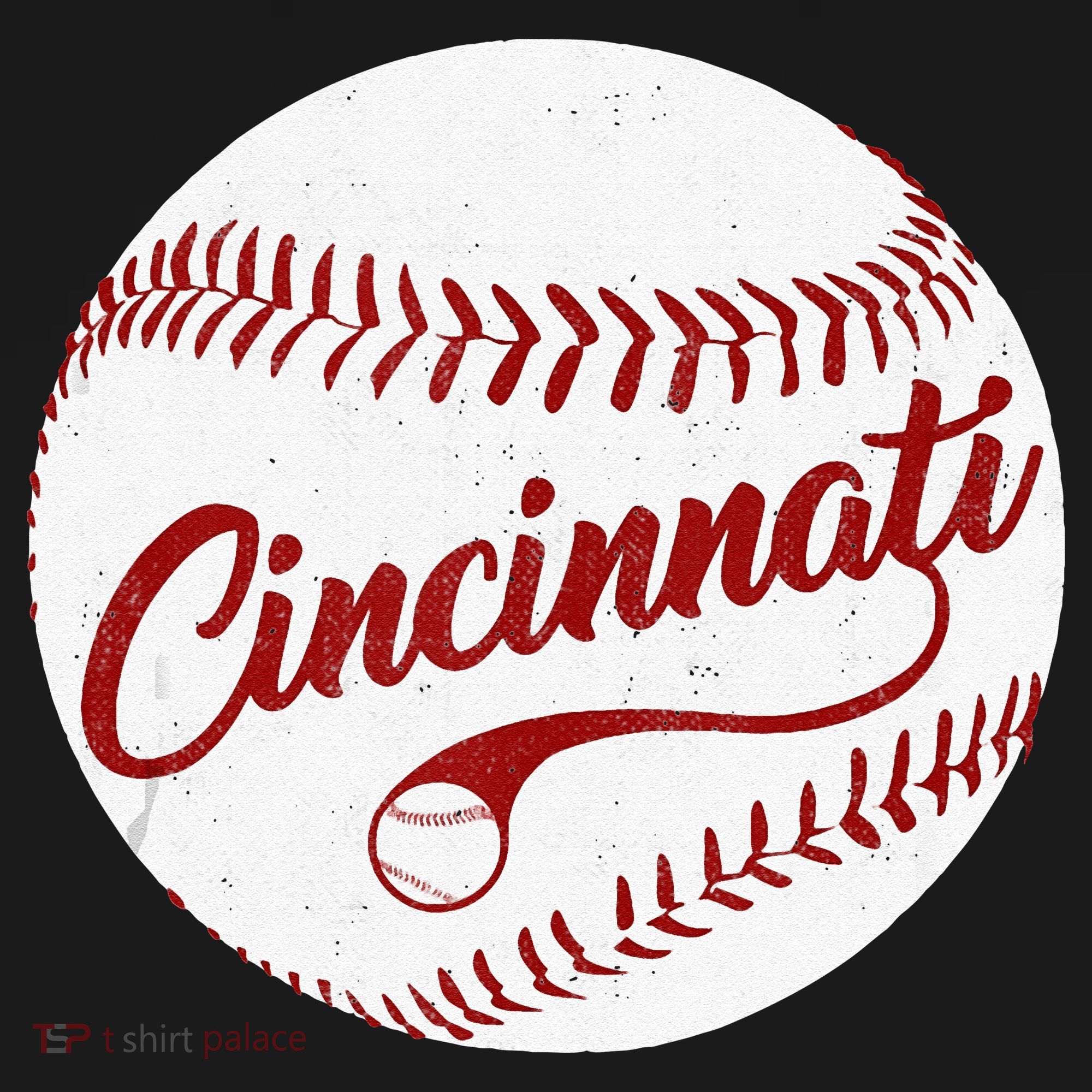 Baseball Cincinnati Vintage Ball Red Seam National Pastime T-Shirt