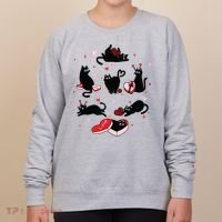 Black Cat Valentine Shirts Cat Valentines Day Cat Mom Valentines Women's Sweatshirt thumb 0