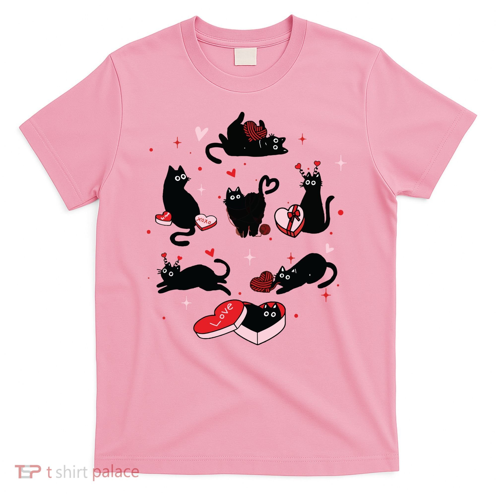 Black Cat Valentine Shirts Cat Valentines Day Cat Mom Valentines T-Shirt