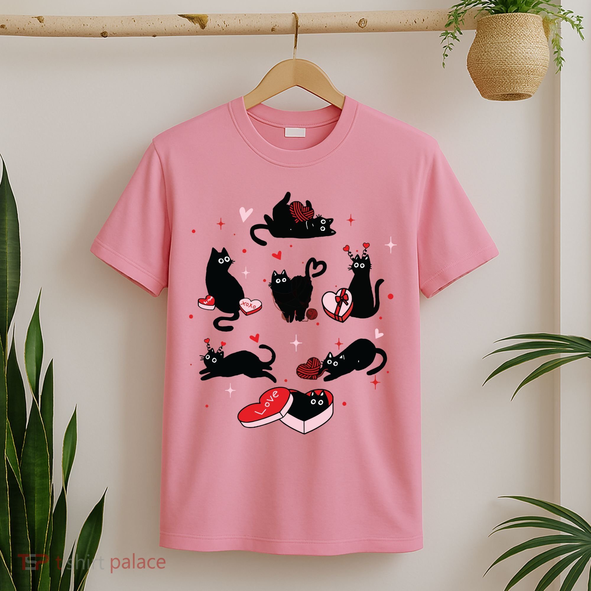 Black Cat Valentine Shirts Cat Valentines Day Cat Mom Valentines T-Shirt