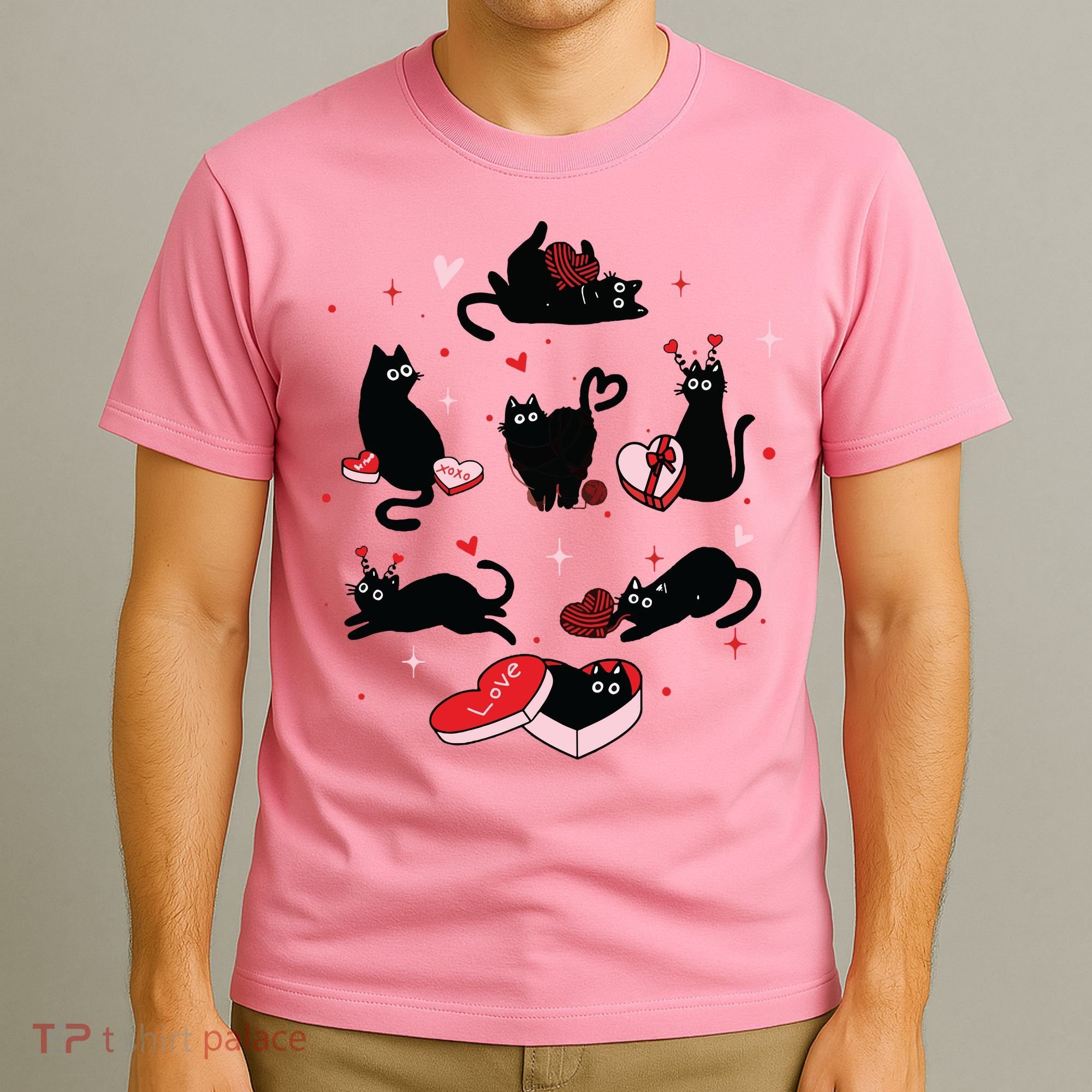 Black Cat Valentine Shirts Cat Valentines Day Cat Mom Valentines T-Shirt