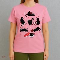 Black Cat Valentine Shirts Cat Valentines Day Cat Mom Valentines T-Shirt thumb 4