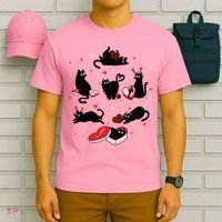 Black Cat Valentine Shirts Cat Valentines Day Cat Mom Valentines T-Shirt thumb 6