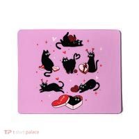 Black Cat Valentine Shirts Cat Valentines Day Cat Mom Valentines Mousepad thumb 0