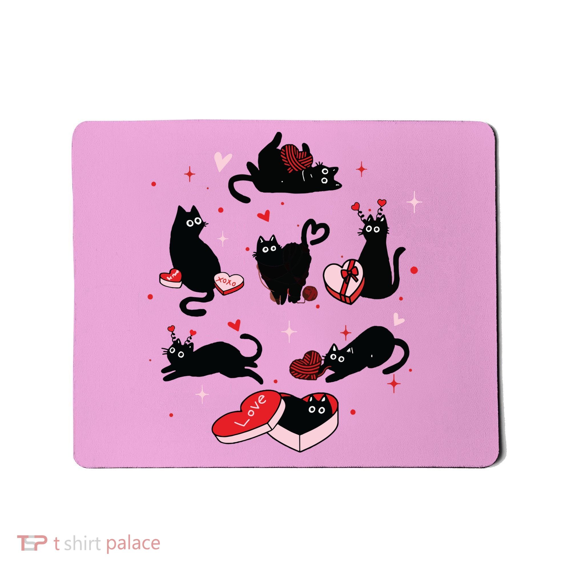 Black Cat Valentine Shirts Cat Valentines Day Cat Mom Valentines Mousepad