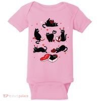 Black Cat Valentine Shirts Cat Valentines Day Cat Mom Valentines Baby Bodysuit thumb 0
