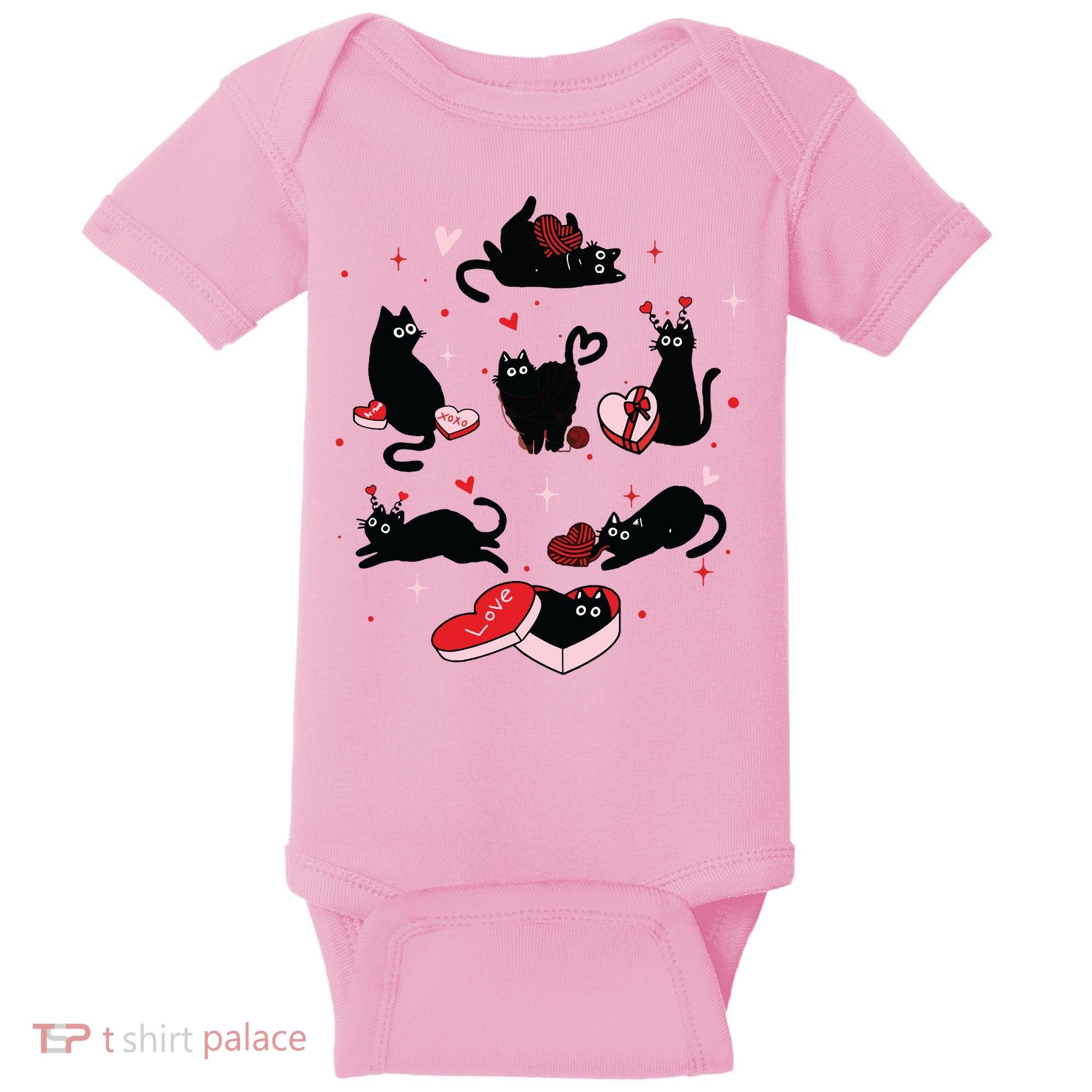 Black Cat Valentine Shirts Cat Valentines Day Cat Mom Valentines Baby Bodysuit