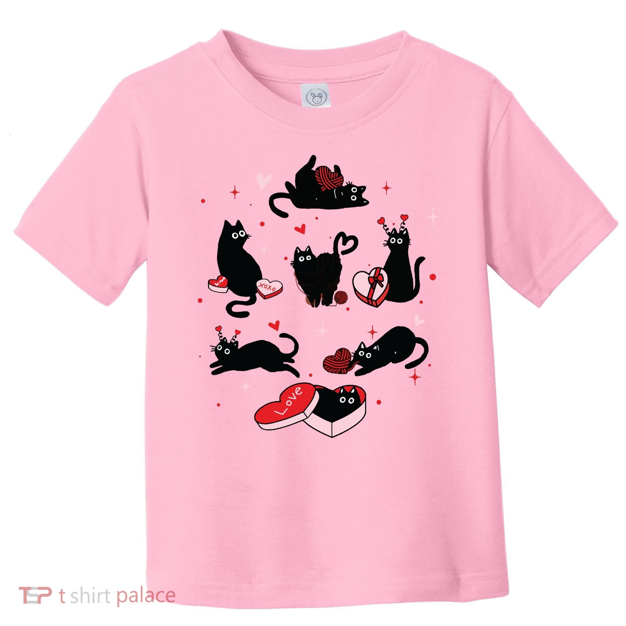 Black Cat Valentine Shirts Cat Valentines Day Cat Mom Valentines Toddler T-Shirt