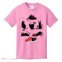 Black Cat Valentine Shirts Cat Valentines Day Cat Mom Valentines Kids T-Shirt thumb 0
