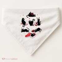 Black Cat Valentine Shirts Cat Valentines Day Cat Mom Valentines USA-Made Doggie Bandana thumb 0