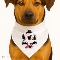 Black Cat Valentine Shirts Cat Valentines Day Cat Mom Valentines USA-Made Doggie Bandana thumb 1