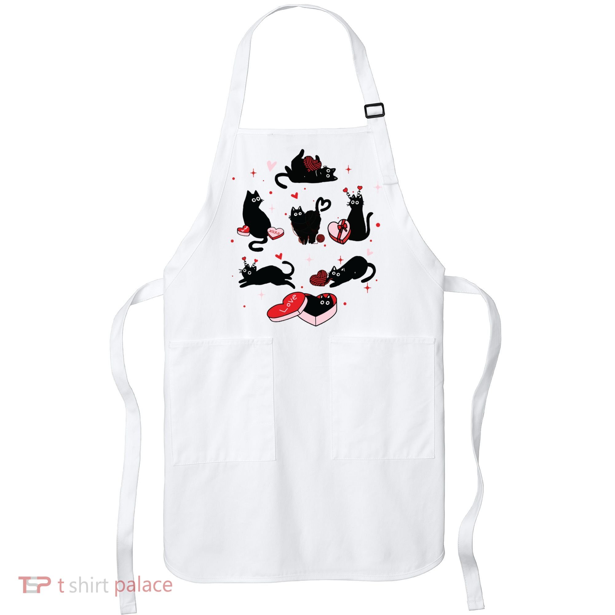Black Cat Valentine Shirts Cat Valentines Day Cat Mom Valentines Apron