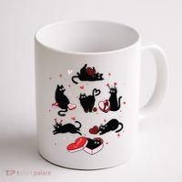 Black Cat Valentine Shirts Cat Valentines Day Cat Mom Valentines Coffee Mug thumb 1