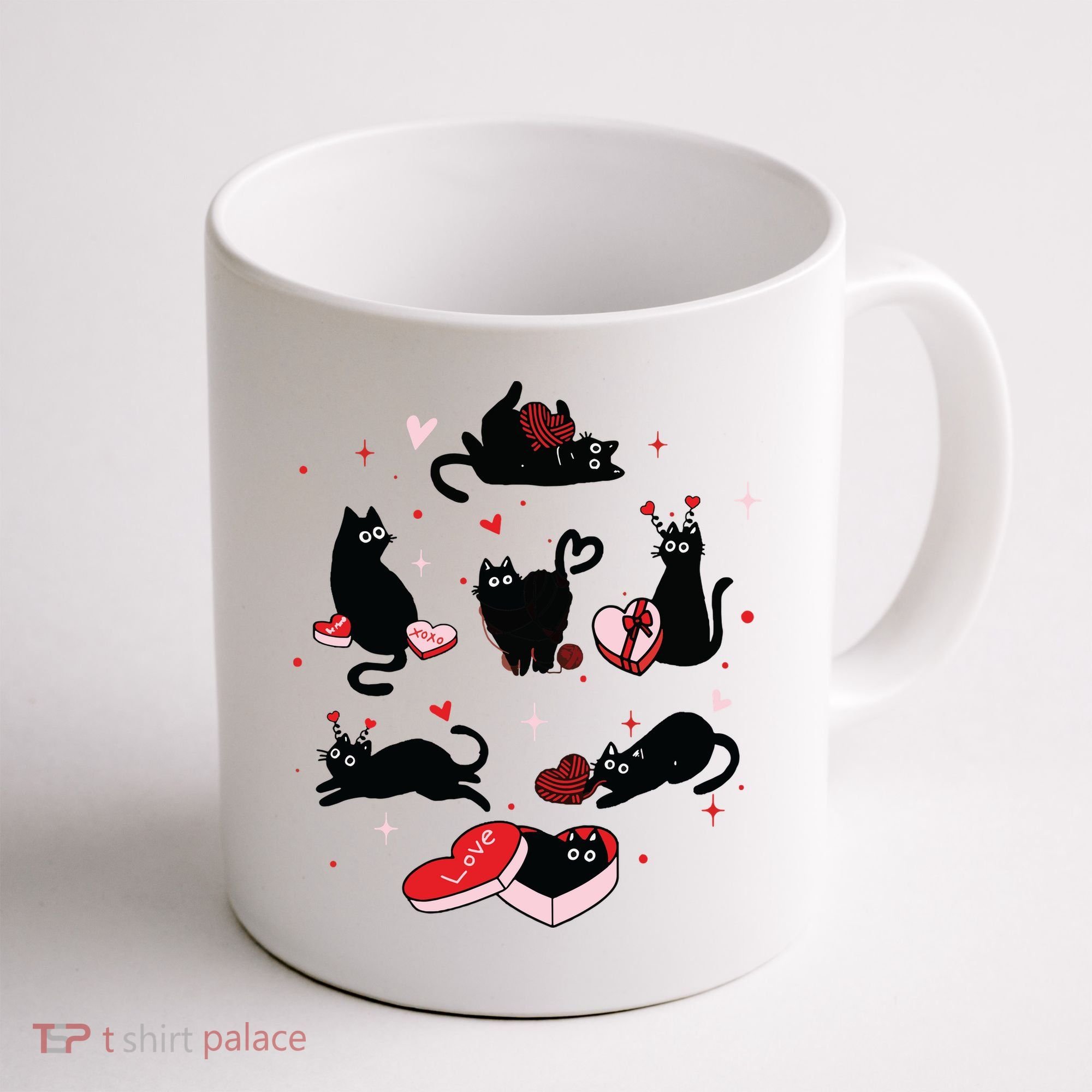 Black Cat Valentine Shirts Cat Valentines Day Cat Mom Valentines Coffee Mug