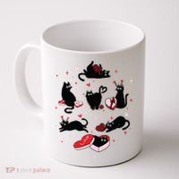Black Cat Valentine Shirts Cat Valentines Day Cat Mom Valentines Coffee Mug thumb 0
