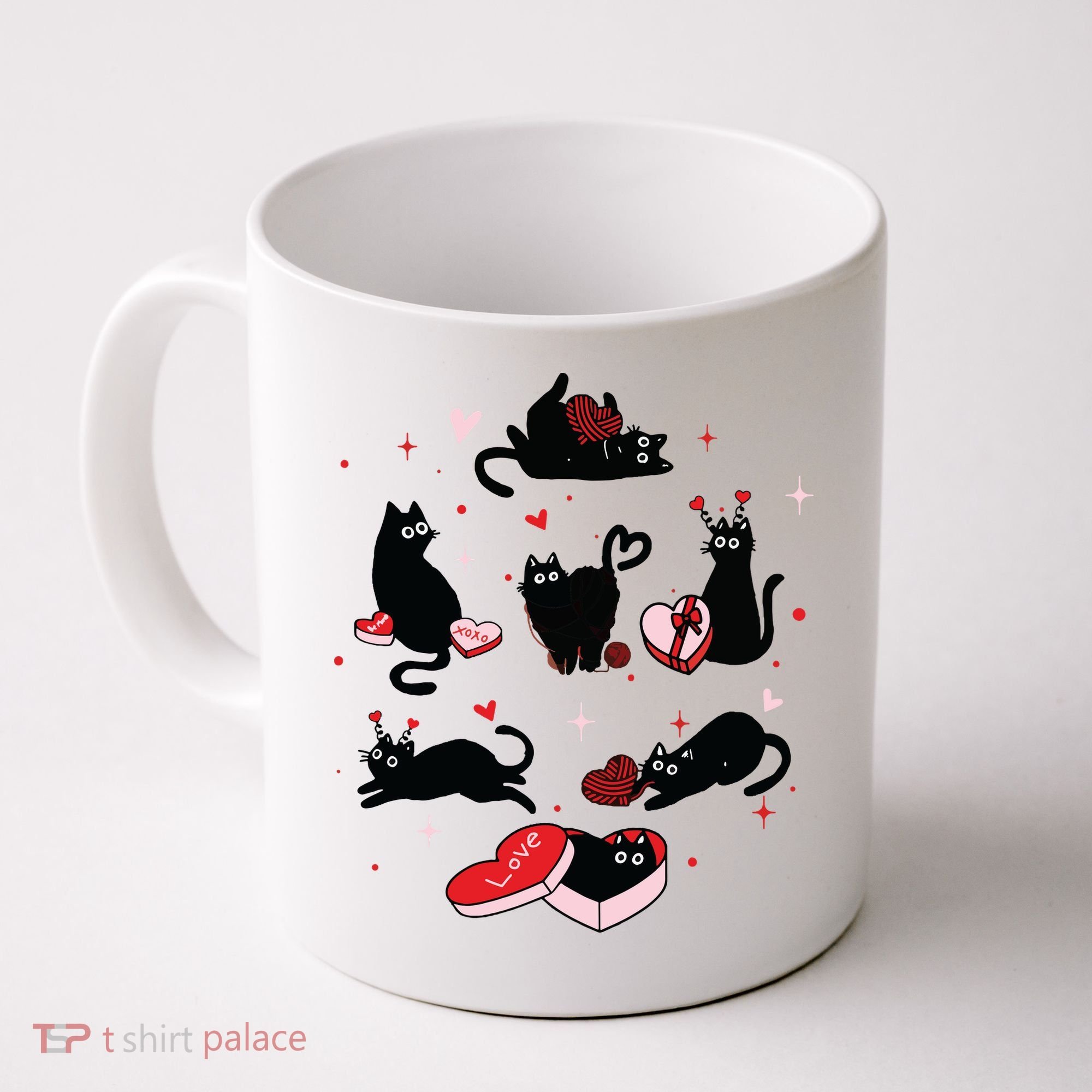 Black Cat Valentine Shirts Cat Valentines Day Cat Mom Valentines Coffee Mug