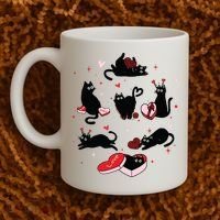 Black Cat Valentine Shirts Cat Valentines Day Cat Mom Valentines Coffee Mug thumb 2