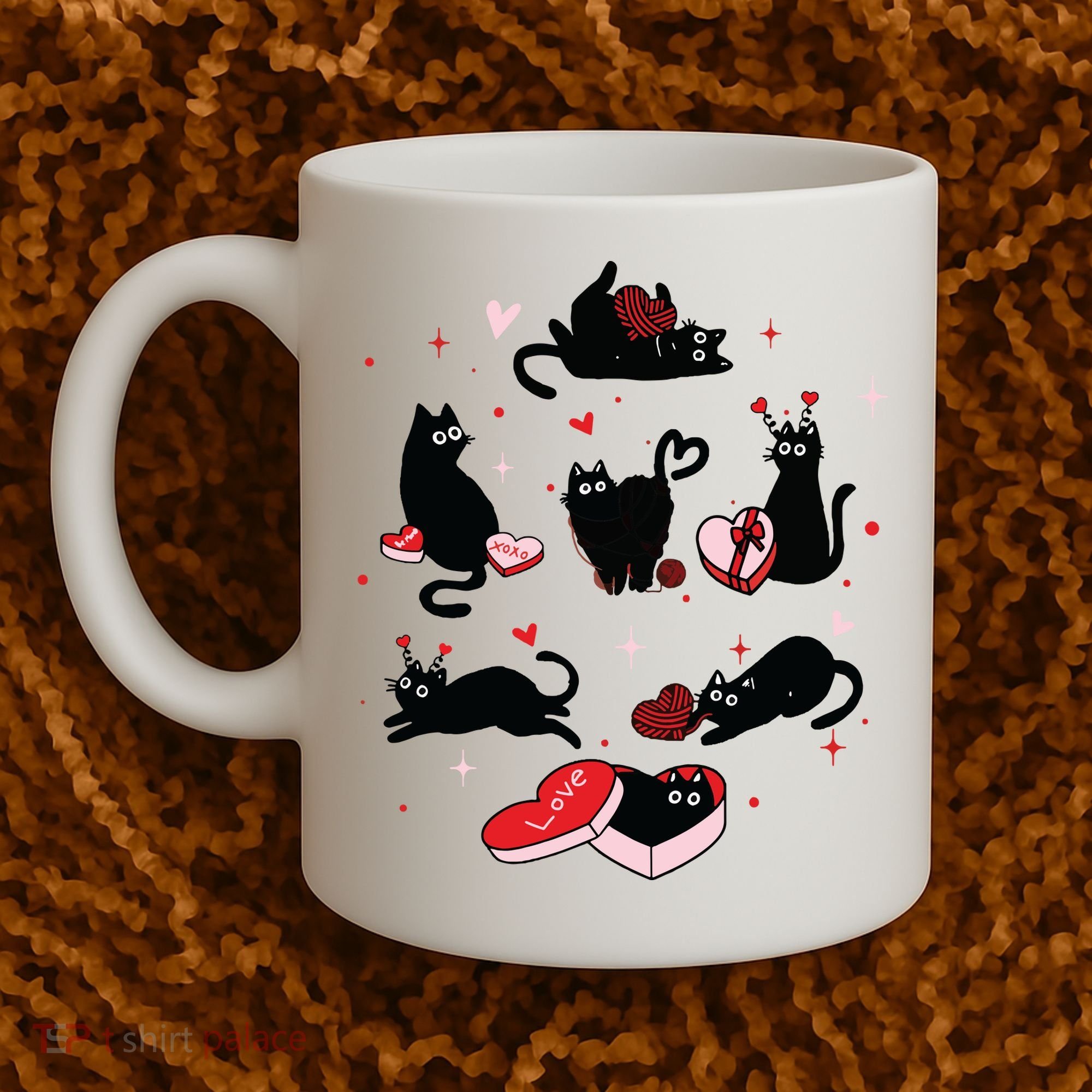 Black Cat Valentine Shirts Cat Valentines Day Cat Mom Valentines Coffee Mug